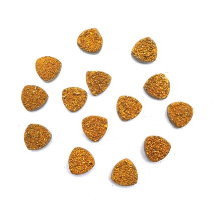 Natural Druzy Quartz Trillion  Cabochon Golden  Stone 14 Pcs 9 MM 24CT