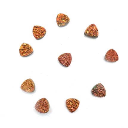 Natural Druzy Quartz Trillion  Cabochon Orange Stone 10 Pcs 7 MM 4CT