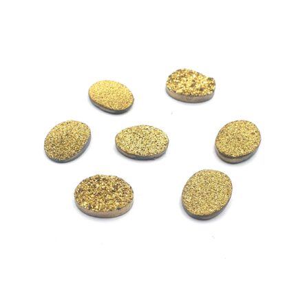 Natural Druzy Quartz Oval Cabochon Golden Stone 7 Pcs 12*16 MM 39CT