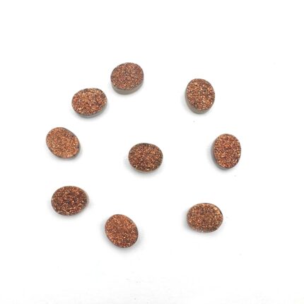 Natural Druzy Quartz Oval Cabochon Brown Stone 9 Pcs 8*10 MM 26CT