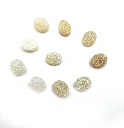 Natural Druzy Quartz Oval Cabochon Multi Stone 10 Pcs 8*10 MM 21CT