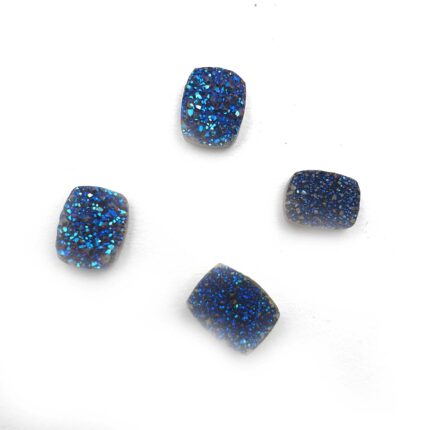 Natural Druzy Quartz Cushion Cabochon Blue Stone 4 Pcs 7*9 MM 7CT