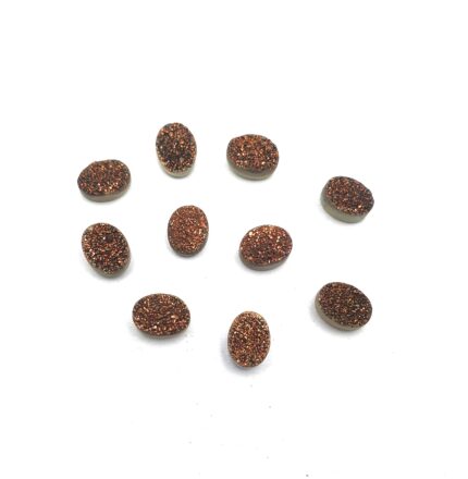 Natural Druzy Quartz Oval Cabochon Brown Stone 10 Pcs 6*8 MM 131CT