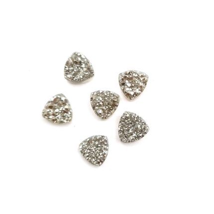 Natural Druzy Quartz Trillion Cabochon Grey Color 6 Piece 7  MM 5CT