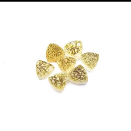 Natural Druzy Quartz Trillion Cabochon Yellow Color 7 Piece 7 MM 5CT