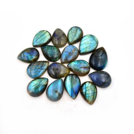 Natural Labradorite Pear Cabochon Blue Fire Stone 6 Pcs 15x19-17x23 MM 106 CT