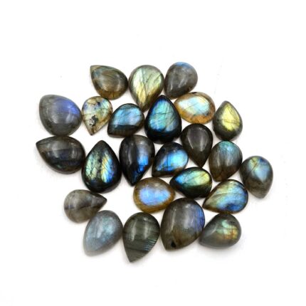 Natural Labradorite Pear Cabs Multi Fire Gemstone Lot 5 Pcs 12*16-15*20 MM 53 CT