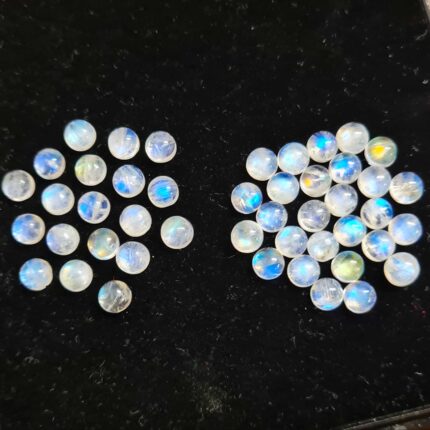 Natural Rainbow Moonstone Round Blue Fire Gemstone Cabochon 113 Pcs 5 MM 73 CT