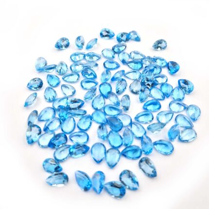 Natural Swiss Blue Topaz Pear Cut Loose Gemstone Lot 7*10 MM 11 CT  5 Pcs