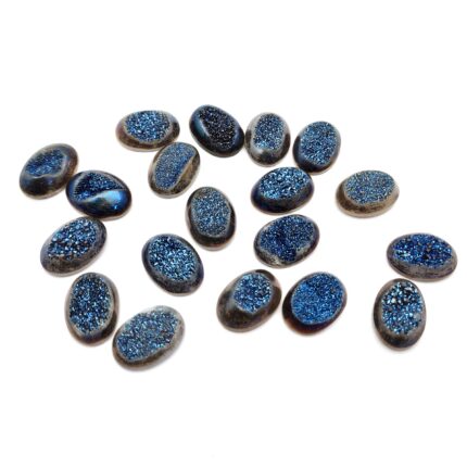Natural Drusy Quartz Oval Cabochon Blue Color 12 Pcs 13*18 MM 107 CT