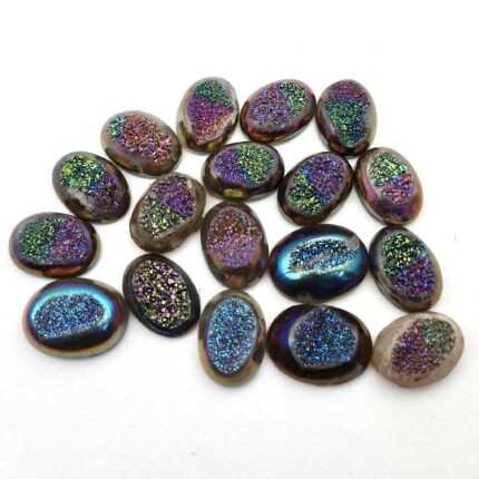 Natural Drusy Quartz Oval Cabochon Multi Color 11 Pcs 13*18 MM 103 CT