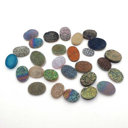 Natural Drusy Quartz Oval Cabochon Multi Color 13 Pcs 9/13*11/18 MM 103 CT