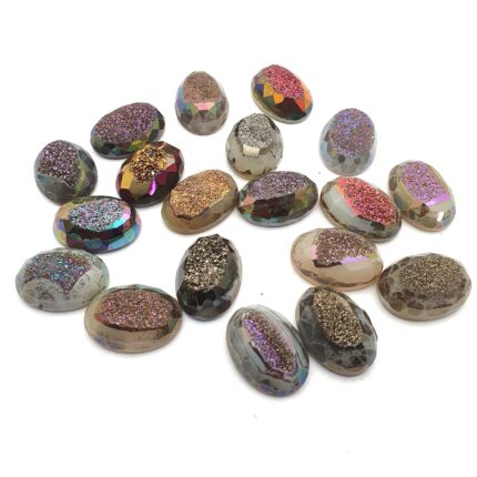 Natural Drusy Quartz Oval Cabochon Multi Color 5 Pcs 18*24 MM 115 CT