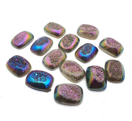 Natural Drusy Quartz Cushion Cabochon Multi Color 7 Pcs 15*20 MM 103 CT