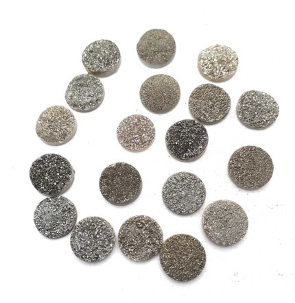 Natural Drusy Quartz Round Cabochon Grey Color 17 Pcs 15 MM 100 CT