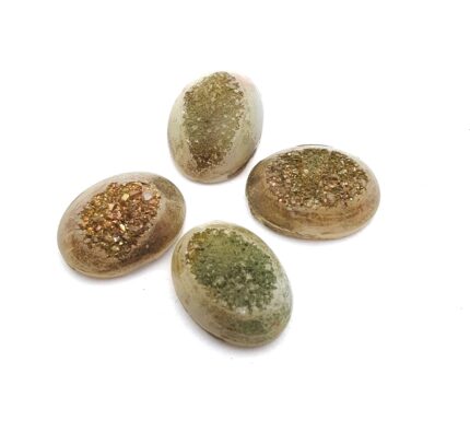 Natural Drusy Quartz Oval Cabochon Multi Color 4 Pcs 12*16 MM 31 CT