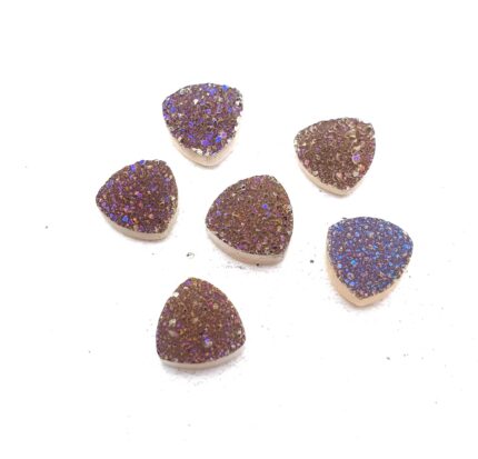 Natural Drusy Quartz Trillion Cabochon Blue Color 6 Pcs 8 MM 10 CT