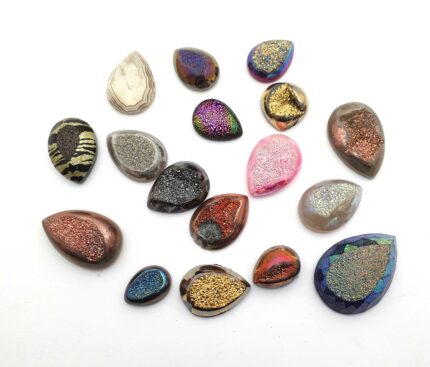 Natural Drusy Quartz Pear Cabochon Multi Color 6 Pcs 14-24*19-34 MM 100 CT