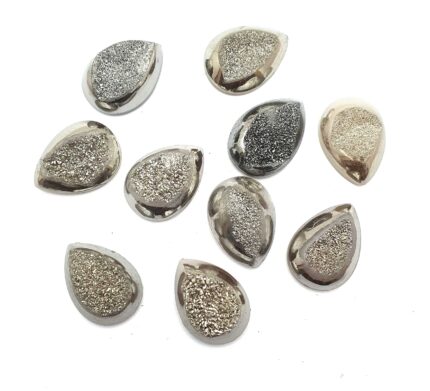 Natural Drusy Quartz Pear Cabochon Grey Color 5 Pcs 20*25 MM 106 CT