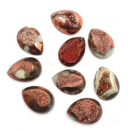 Natural Drusy Quartz Pear Cabochon Brown Color 4 Pcs 18*25 MM 108 CT