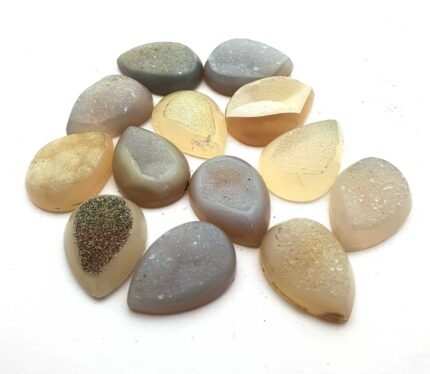 Natural Drusy Quartz Pear Cabochon Multi Color 4 Pcs 18*25 MM 103 CT