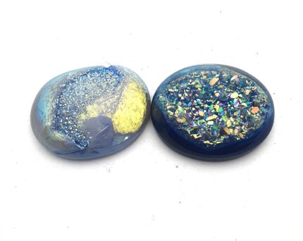 Natural Drusy Quartz Oval Cabochon Multi Color 3 Pcs 25*30 MM 116 CT