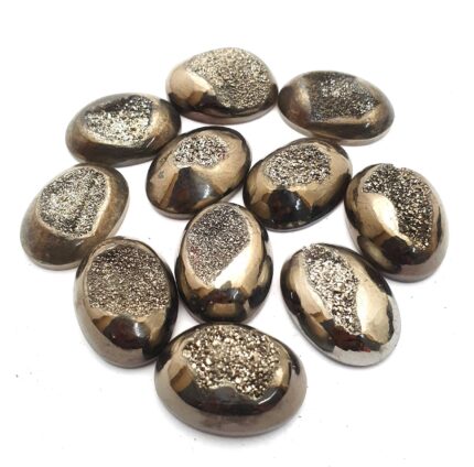 Natural Drusy Quartz Oval Cabochon Grey Color 5 Pcs 18*24 MM 109 CT