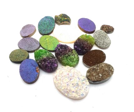 Natural Drusy Quartz Oval Cabochon Multi Color 5 Pcs 12-24*16-35 MM 106 CT