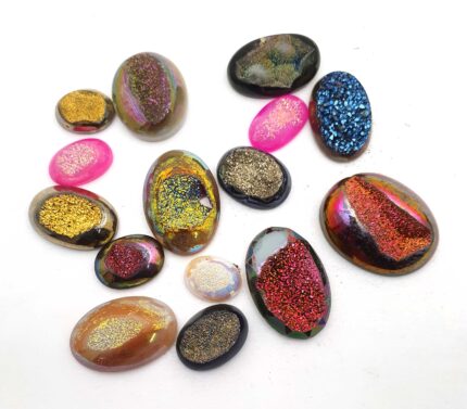 Natural Drusy Quartz Oval Cabochon Multi Color 5 Pcs 15-29*20-49 MM 101 CT