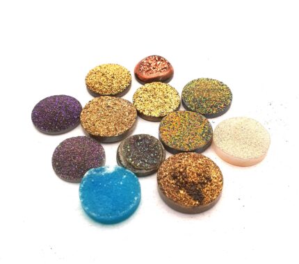 Natural Drusy Quartz Round Cabochon Multi Color 12 Pcs 16-20 MM 136 CT