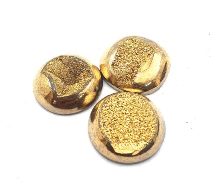 Natural Drusy Quartz Round Cabochon Golden Color 3 Pcs 25 MM 106 CT