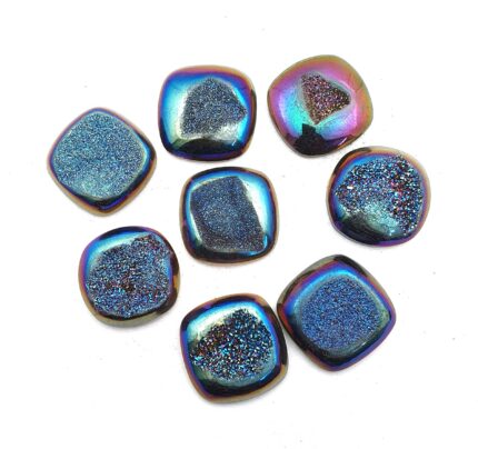Natural Drusy Quartz Fancy Cabochon Blue Color 2 Pcs 30 MM 107 CT