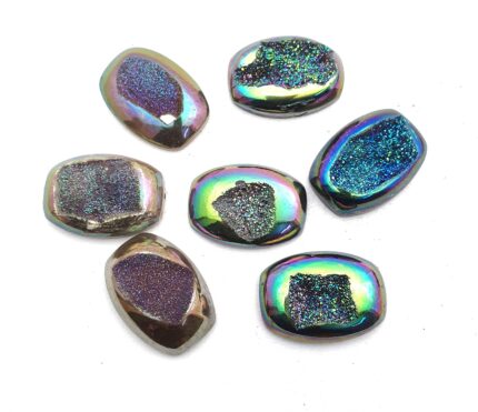Natural Drusy Quartz Cushion Cabochon Blue Color 2 Pcs 25*35 MM 102 CT