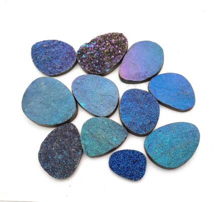 Natural Drusy Quartz Fancy  Cabochon Multi Color 2 Pcs 22-41*28-49 MM 136 CT
