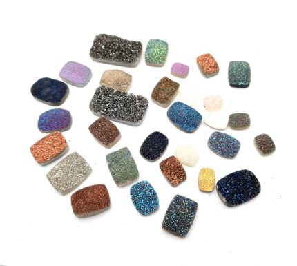 Natural Drusy Quartz Cushion  Cabochon Multi Color 14 Pcs 8-17*10-29 MM 100 CT