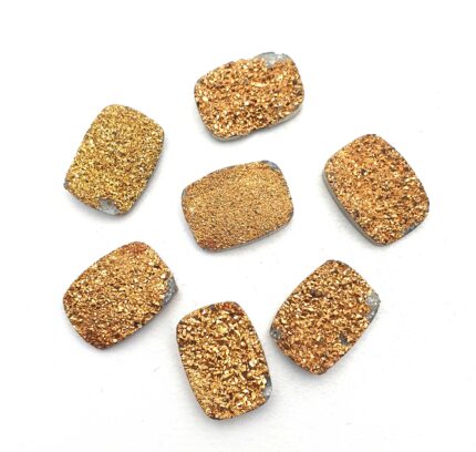 Natural Drusy Quartz Cushion  Cabochon Golden Color 7 Pcs 13*18 MM 53 CT