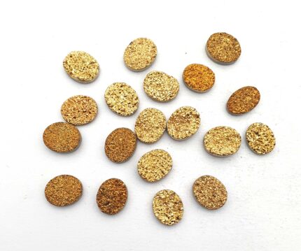 Natural Drusy Quartz Oval  Cabochon Golden Color 19 Pcs 10*12 MM 61 CT