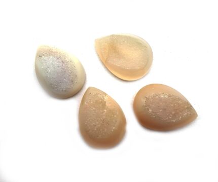 Natural Drusy Quartz Pear Cabochon White Color 4 Pcs 18*25 MM 80 CT