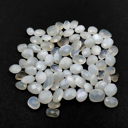Natural White Moonstone Fancy  Briolette Cut Gemstone 32 Pcs 7-11*8-12 MM 100 CT