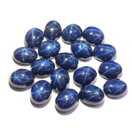 Natural Star Blue Sapphire Oval Diopside Cabochon Gemstone 3 Pcs 7x9 MM 8 CT