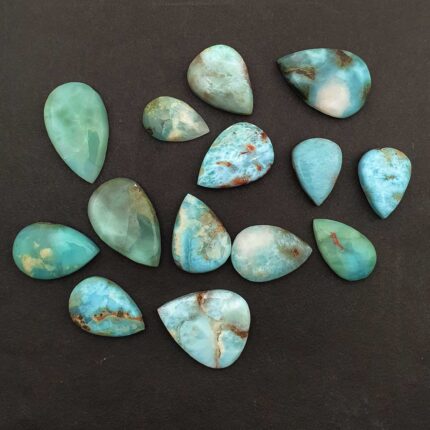 Natural Larimar Pear Cabochon Loose Gemstone Lot 6 Pcs 13-19*20-28 MM 102 CT