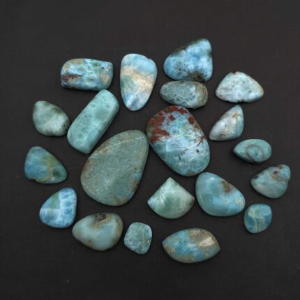 Natural Larimar Fancy Cabochon Loose Gemstone Lot 6 Pcs 8-25*13-35 MM 100 CT