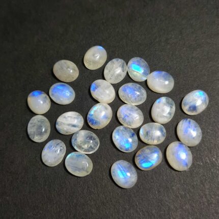 Natural Rainbow Moonstone Oval Cabochon Gemstone Lot 28 Pcs 9x11 mm 120 CT