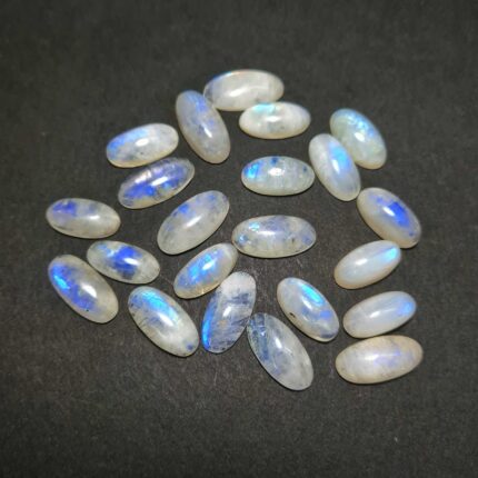 Natural Rainbow Moonstone Oval Cabochon Gemstone Lot 19 Pcs 9x18 mm 133 CT