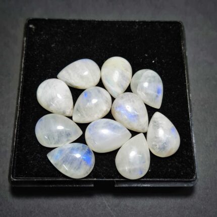 Natural Rainbow Moonstone Pear Cabochon Gemstone Lot 12 Pcs 13x18 mm 110 CT