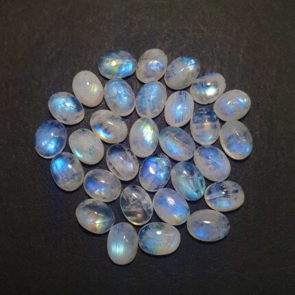 Natural Rainbow Moonstone Oval Cabochon Loose Gemstone Lot 95 Pcs 6x8 mm 121 CT