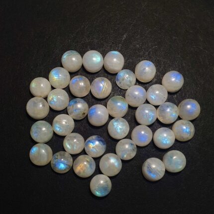 Natural Rainbow Moonstone Round Cabochon Gemstone Lot 50 Pcs 7 MM 97 CT