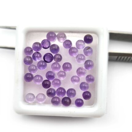 Natural African Amethyst Round Cabochon Loose Gemstone Lot 100 Pcs 3.5 mm