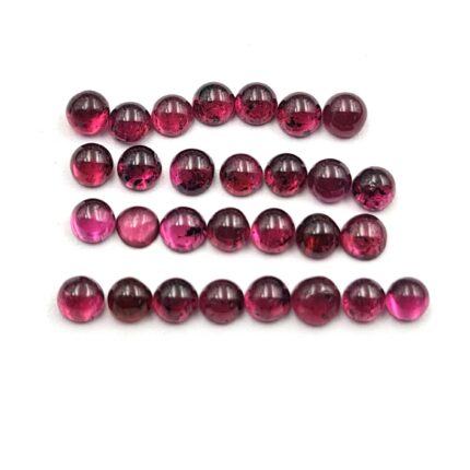 Natural Red Garnet Round Cabochon Loose Gemstone Lot 100 Pcs 3 mm