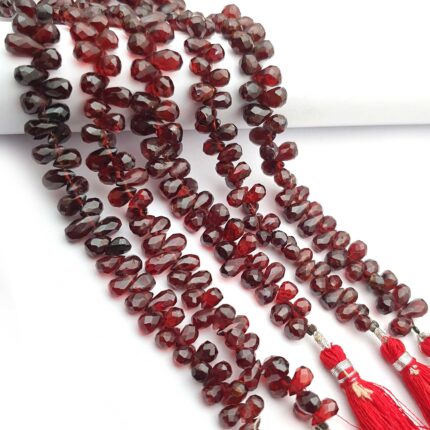 Natural Garnet Teardrops Beads Faceted Gemstone 4x6-5x9 MM 119 CT 8 Inch